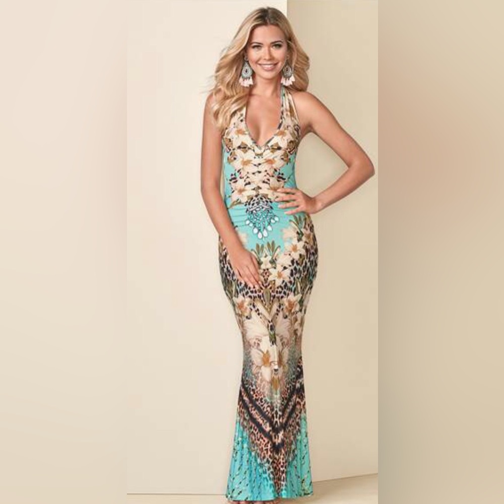 VENUS Multicolor Halter Maxi Dress